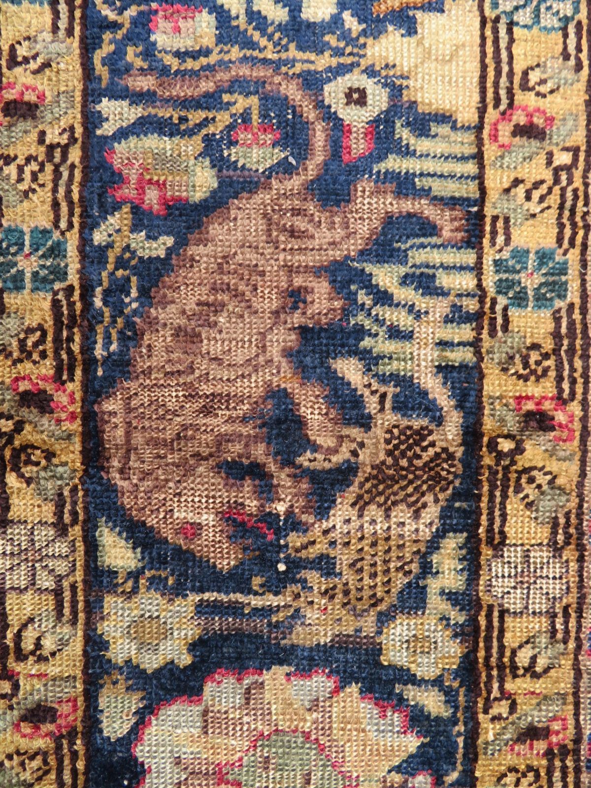 1450.0 19th Century Turkish Pictorial (Hunting Scene) Silk Rug. West Anatolia. 171cm X 125cm. photo