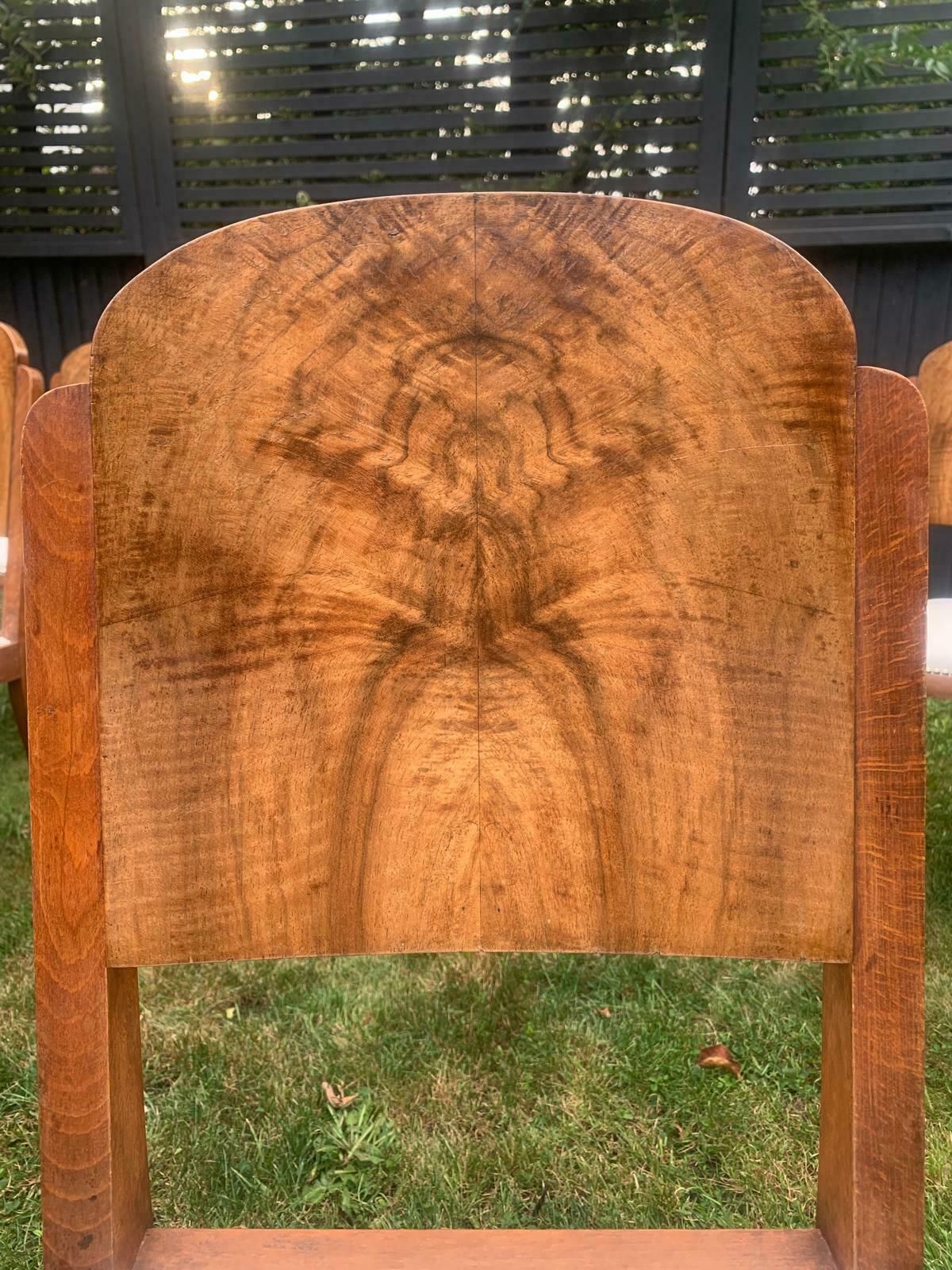Art Deco French Burr Walnut Set Of 6 Dining Chairs photo furniture