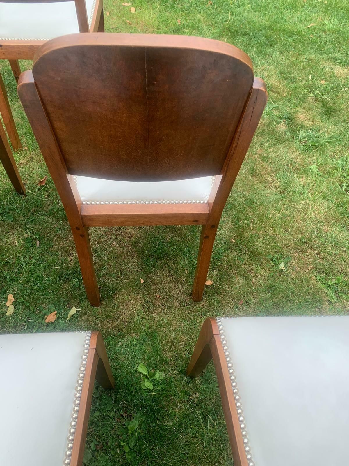 Art Deco French Burr Walnut Set Of 6 Dining Chairs photo for sale