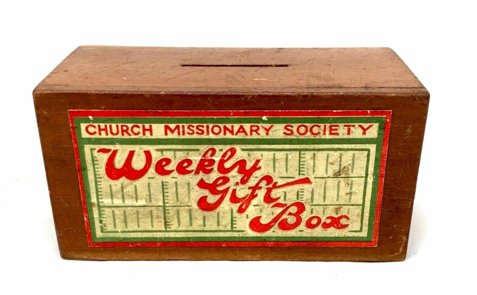 Antique Wooden Church Missionary Society Box Collection / Offering Box C.1900