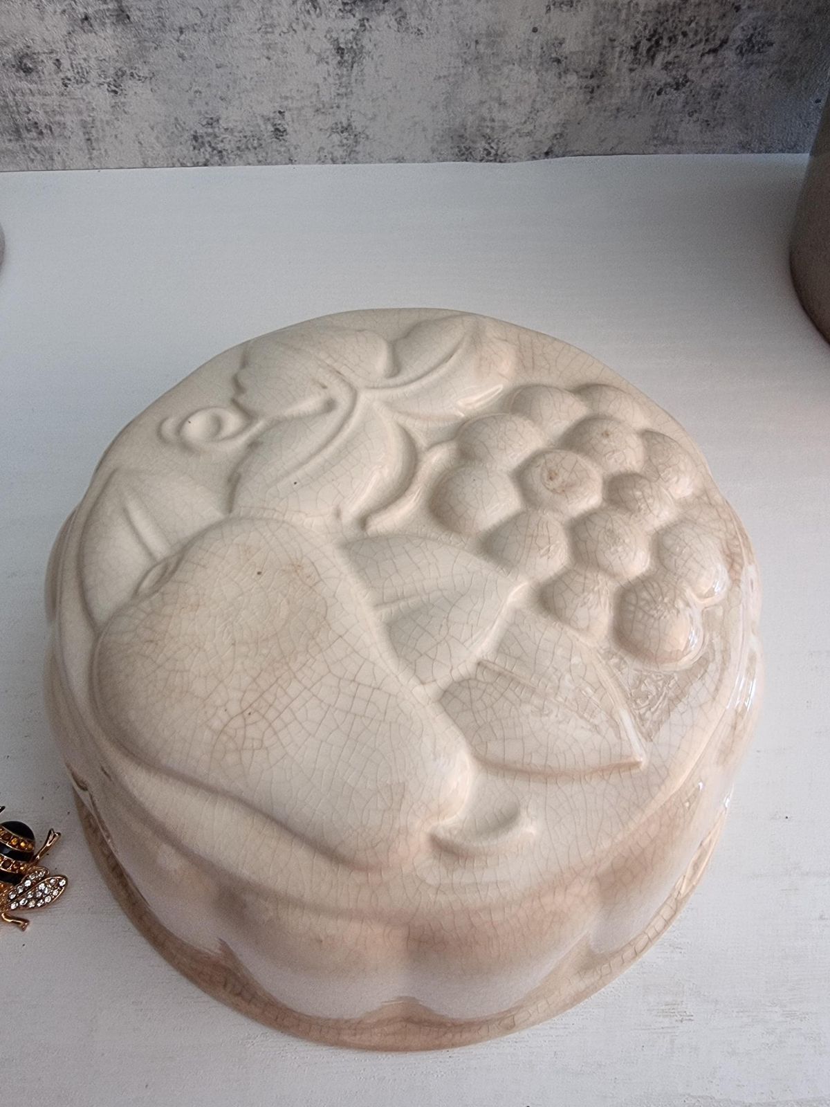Antique French Cake Mold   Vintage Ceramic Dessert Mold   French Kitchen Decor   Baking Mold photo Home Decor