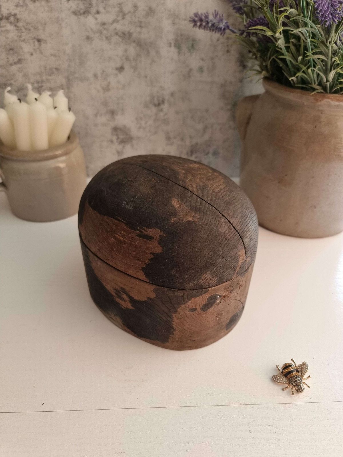 Antique French Wooden Hat Mold, Millinery Hat Block, Industrial Mold, Hat Block