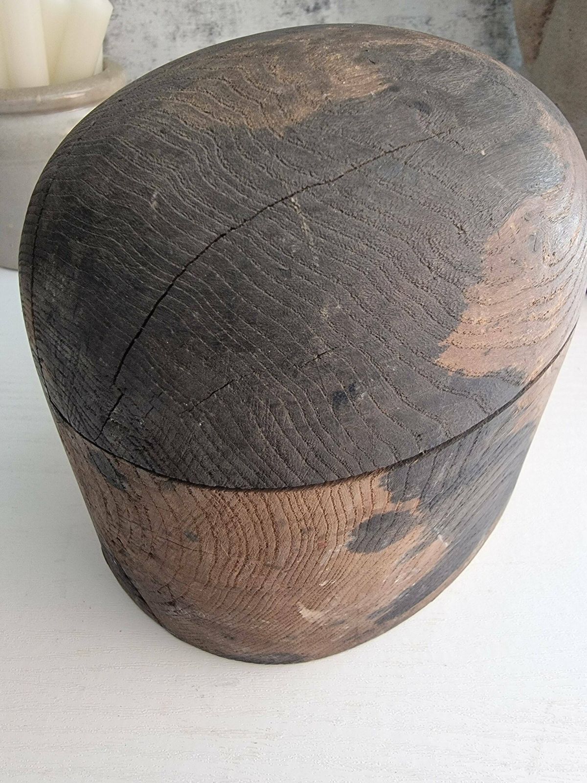 Antique French Wooden Hat Mold, Millinery Hat Block, Industrial Mold, Hat Block photo Home Decor
