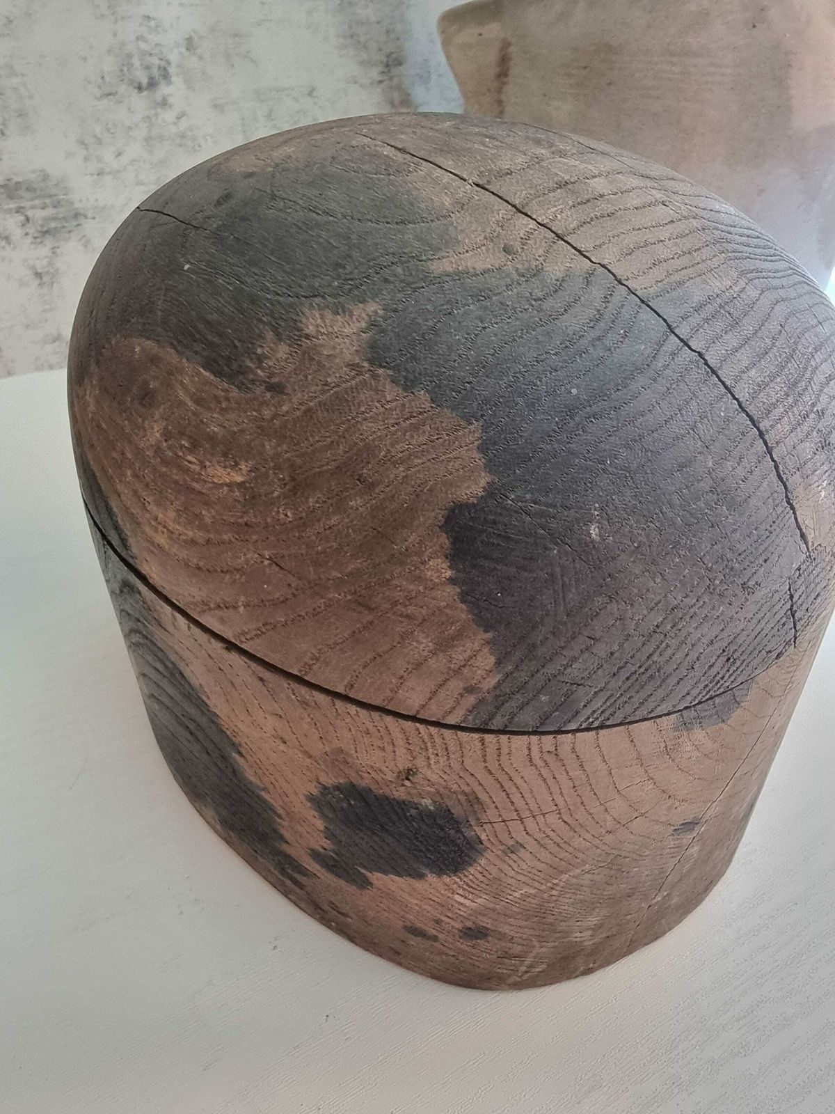Antique French Wooden Hat Mold, Millinery Hat Block, Industrial Mold, Hat Block photo vinterior