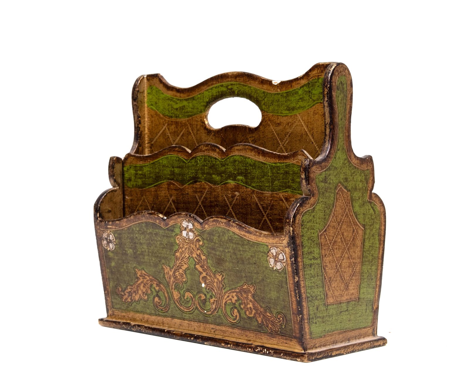 photo furniture Set Van 3 Florentijnse Accessoires: Krantenrek, Brievenhouder En Papiermand, Jaren 1960, Italië