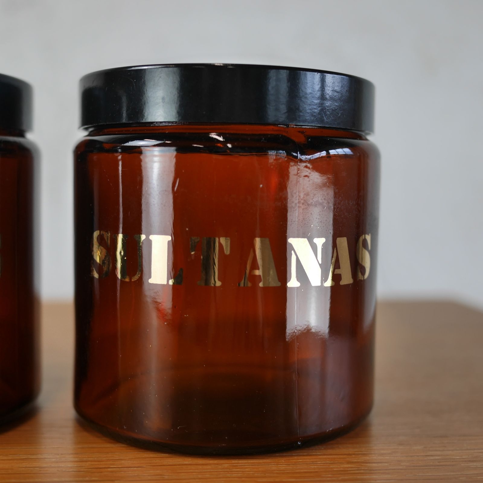 Set 3 Mid Century Brown Glass Storage Container Jar Currant photo Home Decor