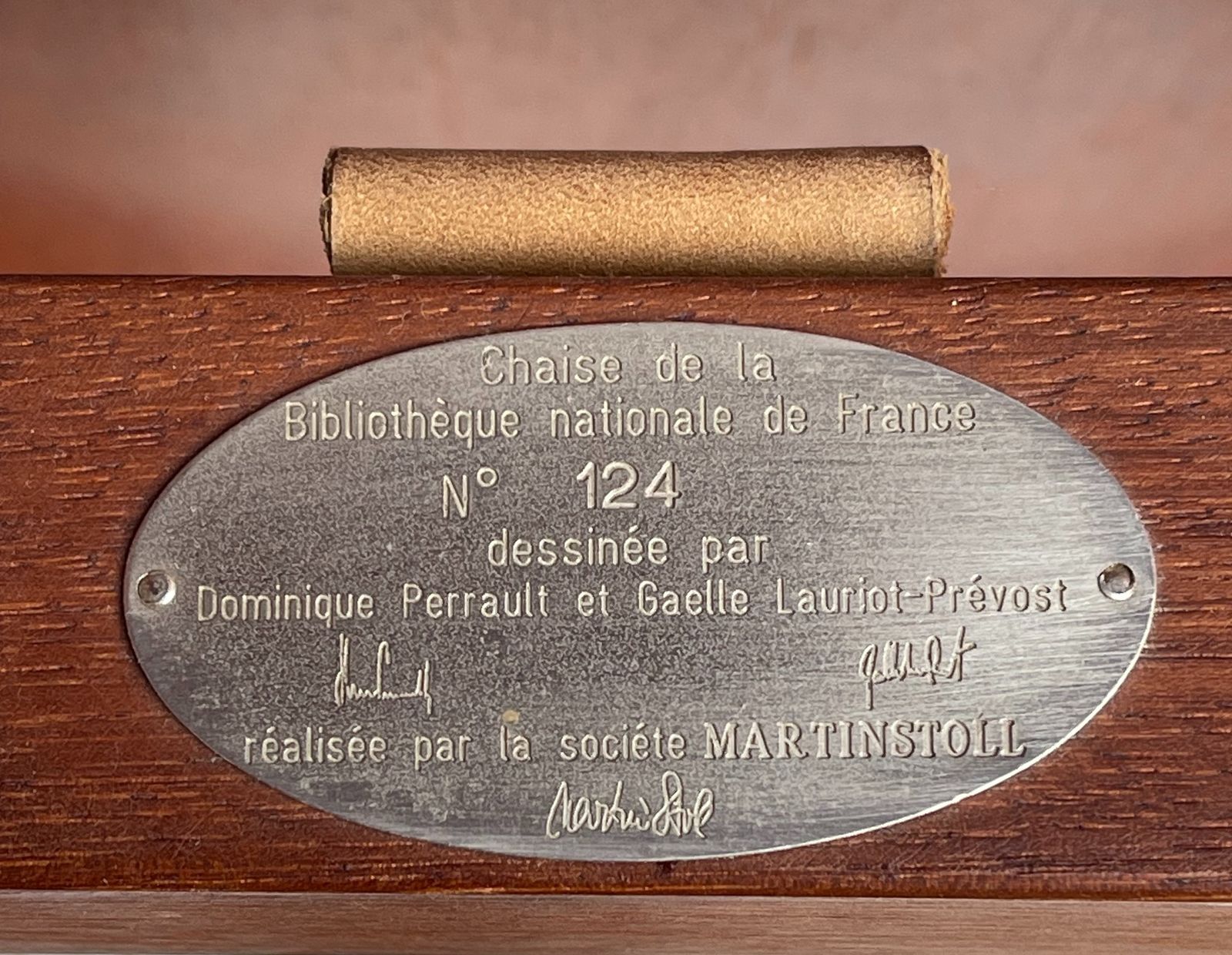 B.N.F. Chair By Gaëlle Lauriot Prévost And Dominique Perrault In Doussie Wood. The Original Martin Stoll Edition,  Numbered 124, 1995 photo vinterior