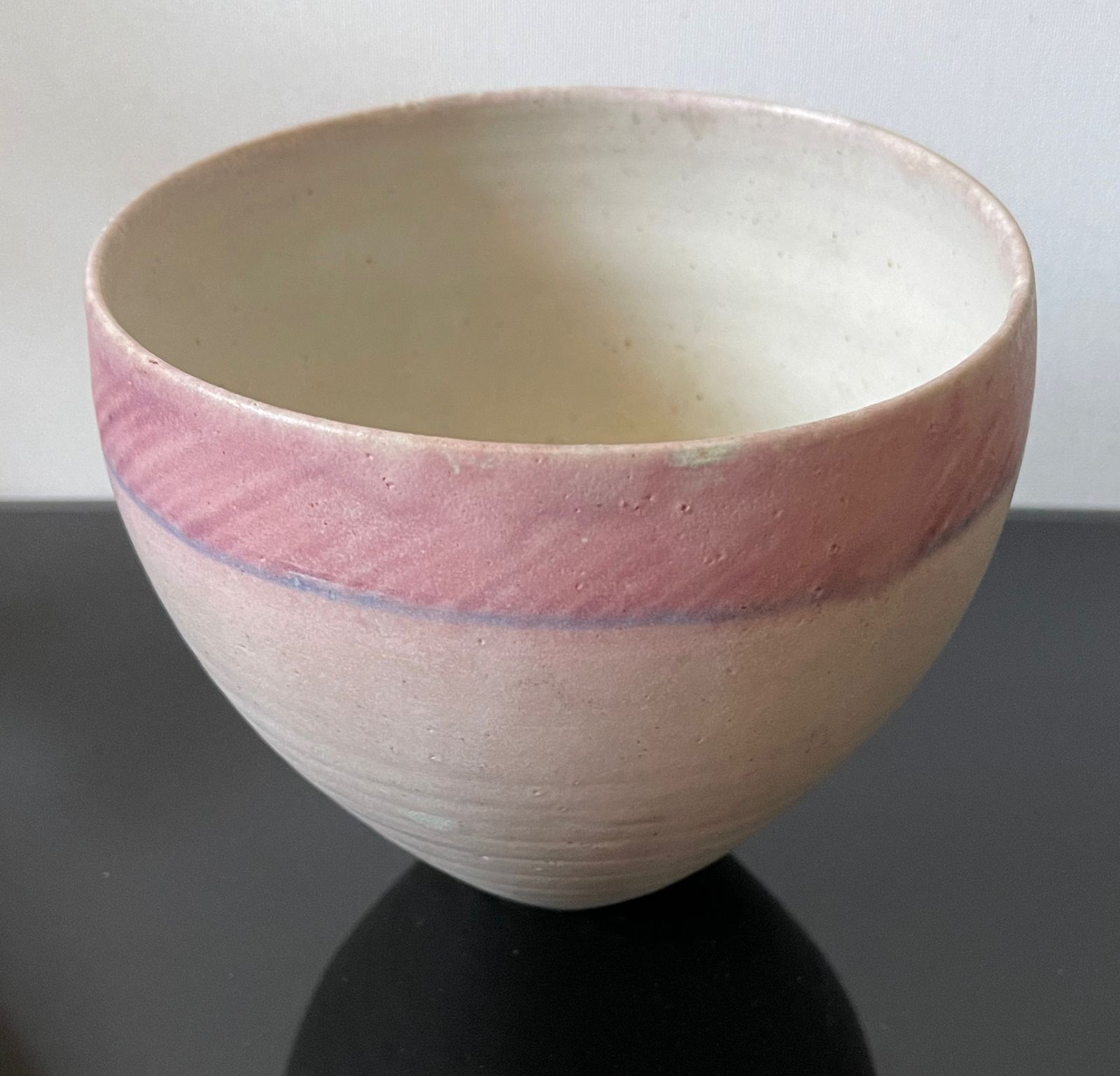 Emmanuel Cooper Studio Pottery Porcelain Vase Of Flared Form With Pink Banded Rim, Early 1980s. photo furniture