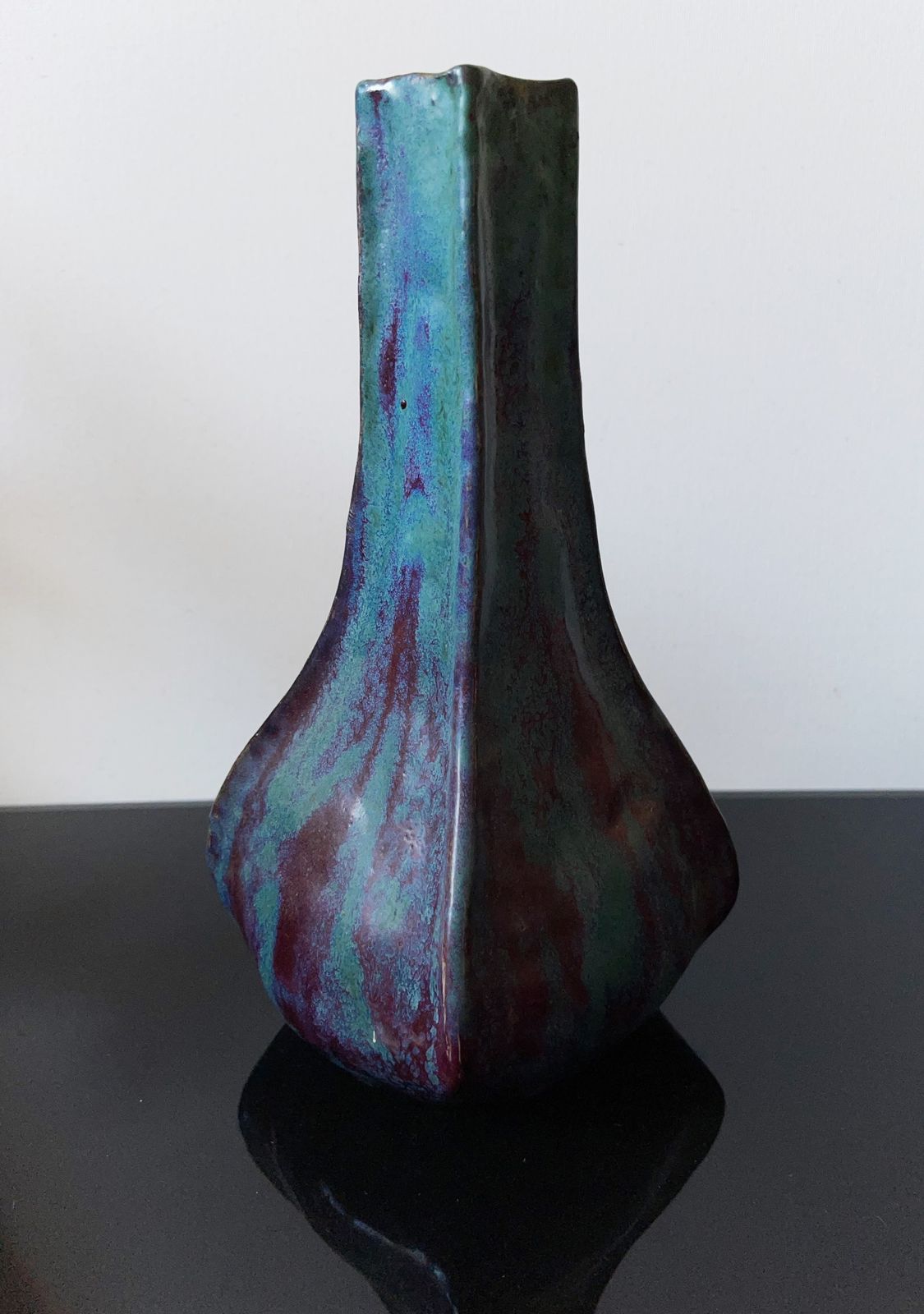 Pierre Adrien Dalpayrat Organic Vase With Oxblood And Jasper Blue Glaze, France Ca. 1900 photo vinterior