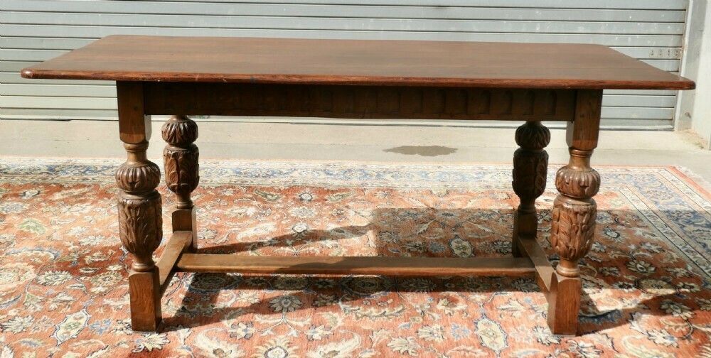 19th Century Farmhouse Gothic Oak Refectory Table photo Furniture