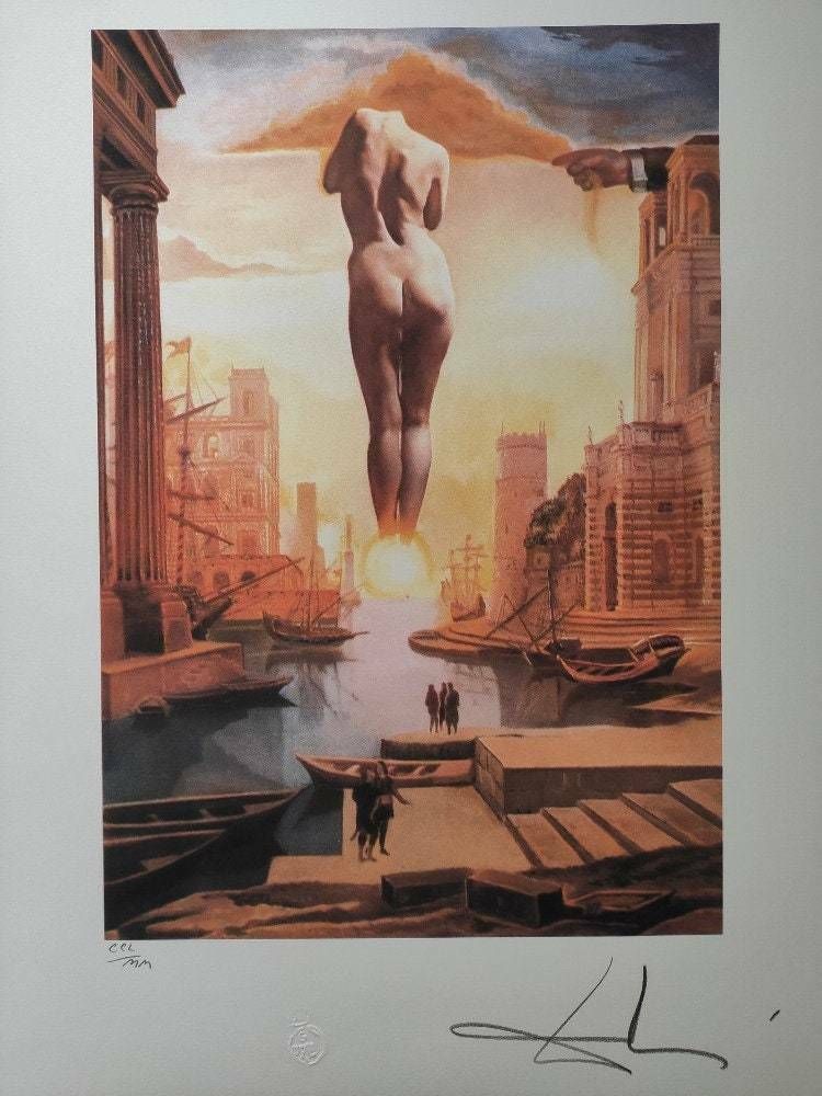 Salvador Dali Signed Lithograph   Back Of The Golden Fleece In The Form Of A Clo photo furniture