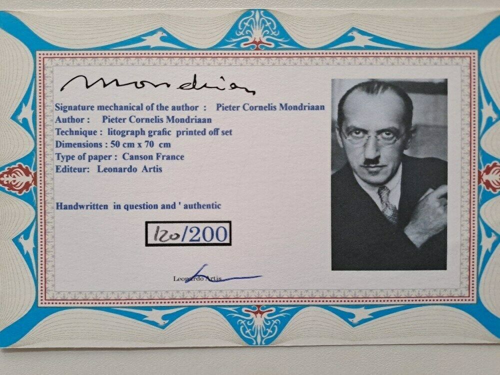 Piet Mondrian Signed   Composition With Red   Limited Edition With A Certificate photo for sale