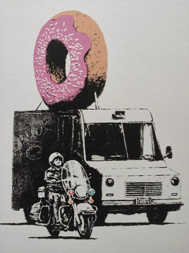 Banksy Signed   Donut   Certificate (Banksy Donut Print, Banksy Wall Art, Banksy photo for sale