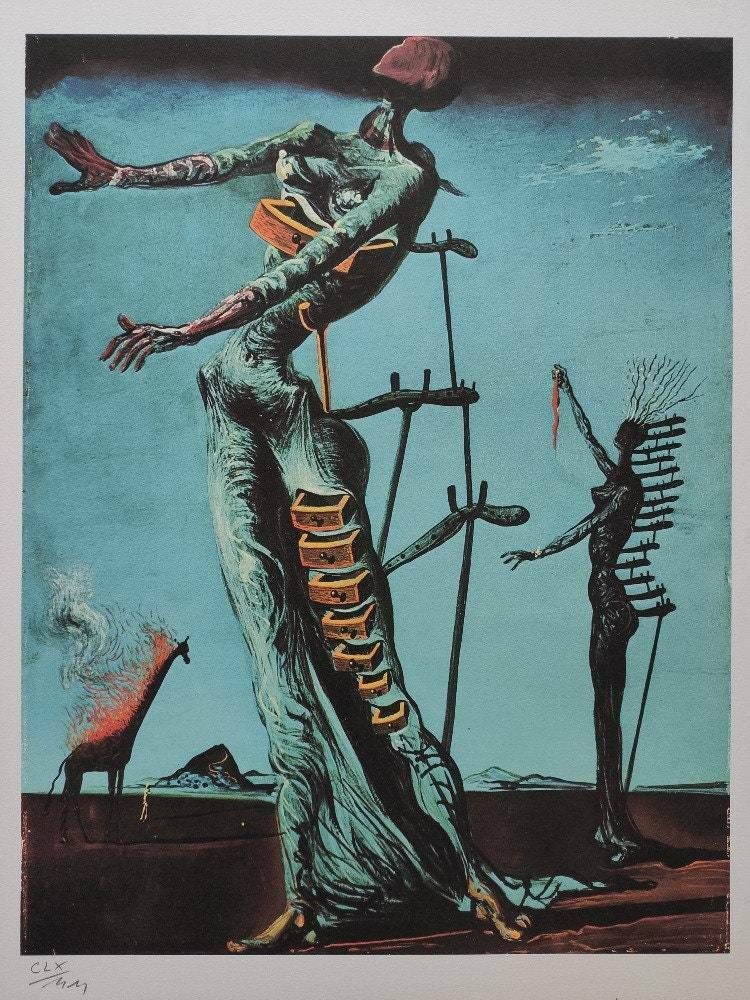 Salvador Dali   The Burning Giraffe   Dali Signed Lithograph   (Salvador Dali Pa photo for sale