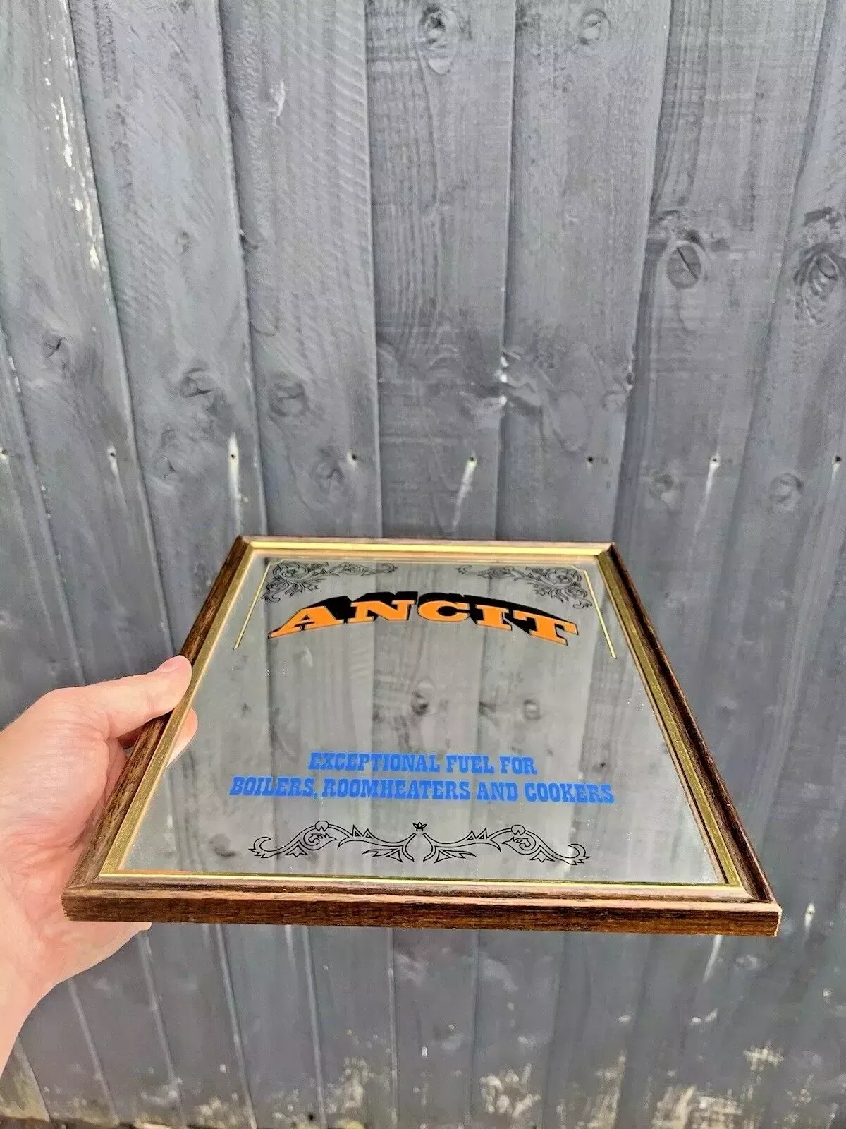 Vintage Ancit Coal Fuel Colliery Advertising Shop Picture Mirror Mining 50's 60s photo furniture