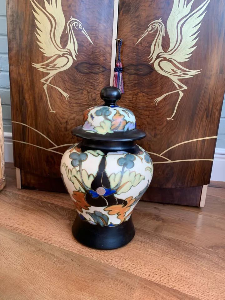 Art Deco Antoine Dubois Belgium Signed Lidded Urn Vase 42cm photo furniture