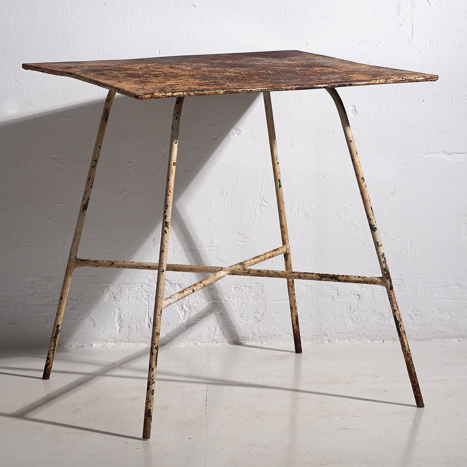 Antique Garden Table With White Patina (C.1920) #22
