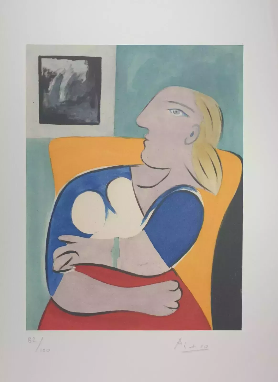 Pablo Picasso, Woman In Yellow Chair, Hand Signed Lithograph