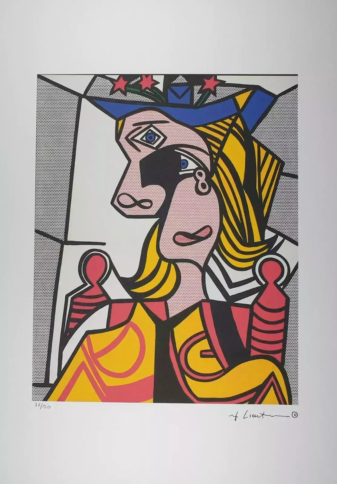 After Roy Lichtenstein (1923–1997) Woman With Flowered Hat – Limited Edition Plate Signed Lithograph