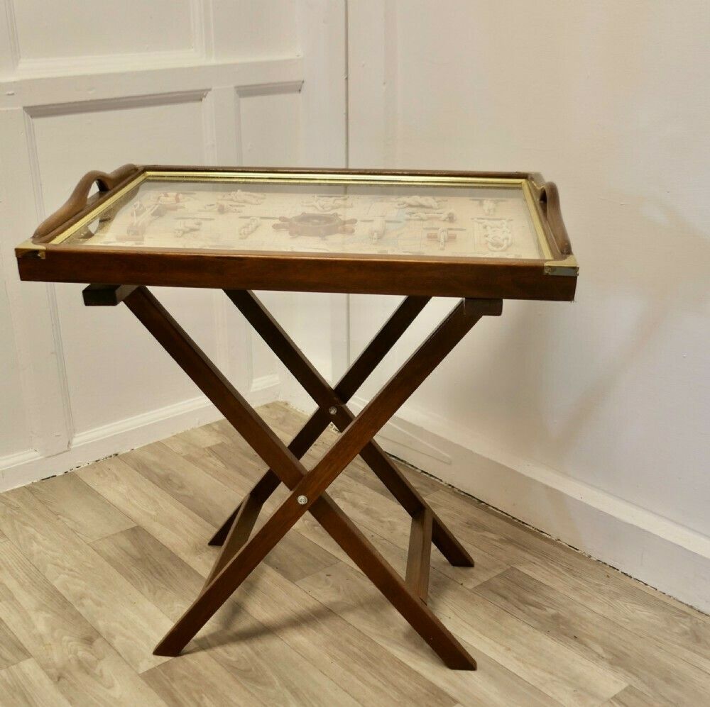 Nautical Theme Shadow Box In The Form Of A Butlers Tray
