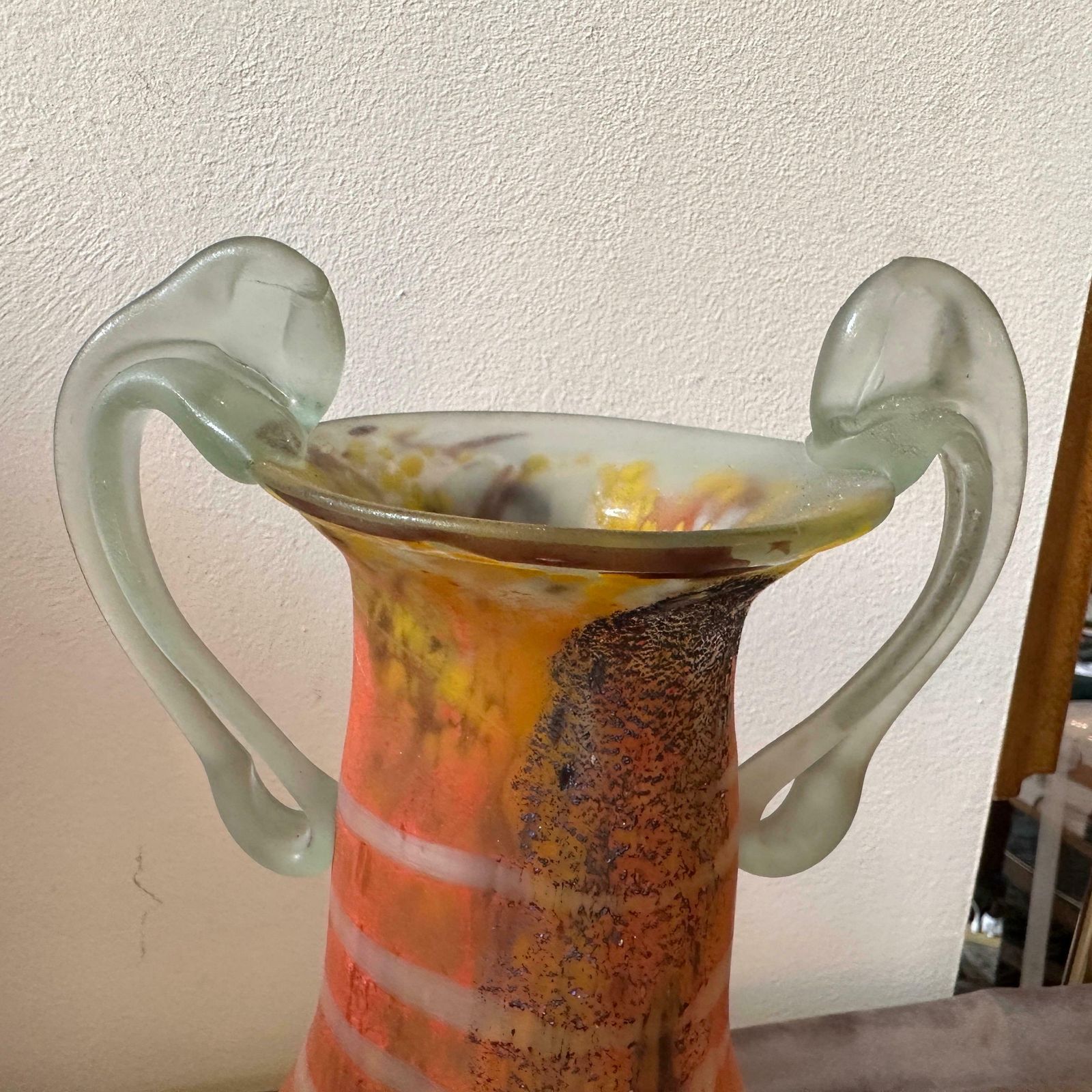 1980s Art Nouveau Style Murano Glass Amphora Vase photo Home Decor