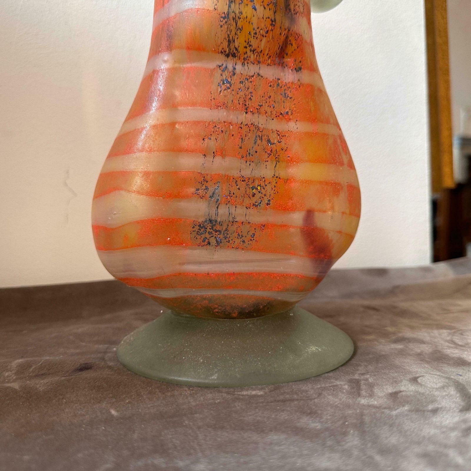 972.0 1980s Art Nouveau Style Murano Glass Amphora Vase photo
