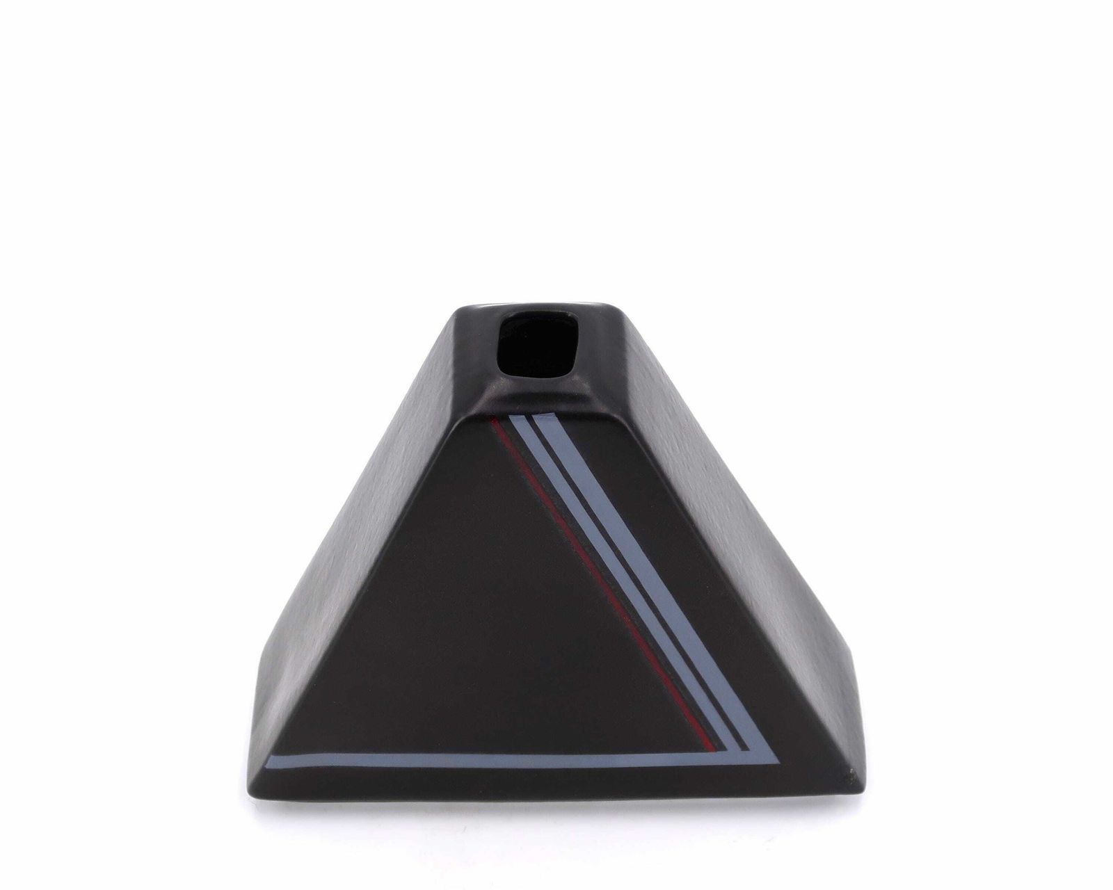 French Black Pyramid Porcelain Vase By Virebent, Made In France, 1980s / Minimalist, Dark photo for sale