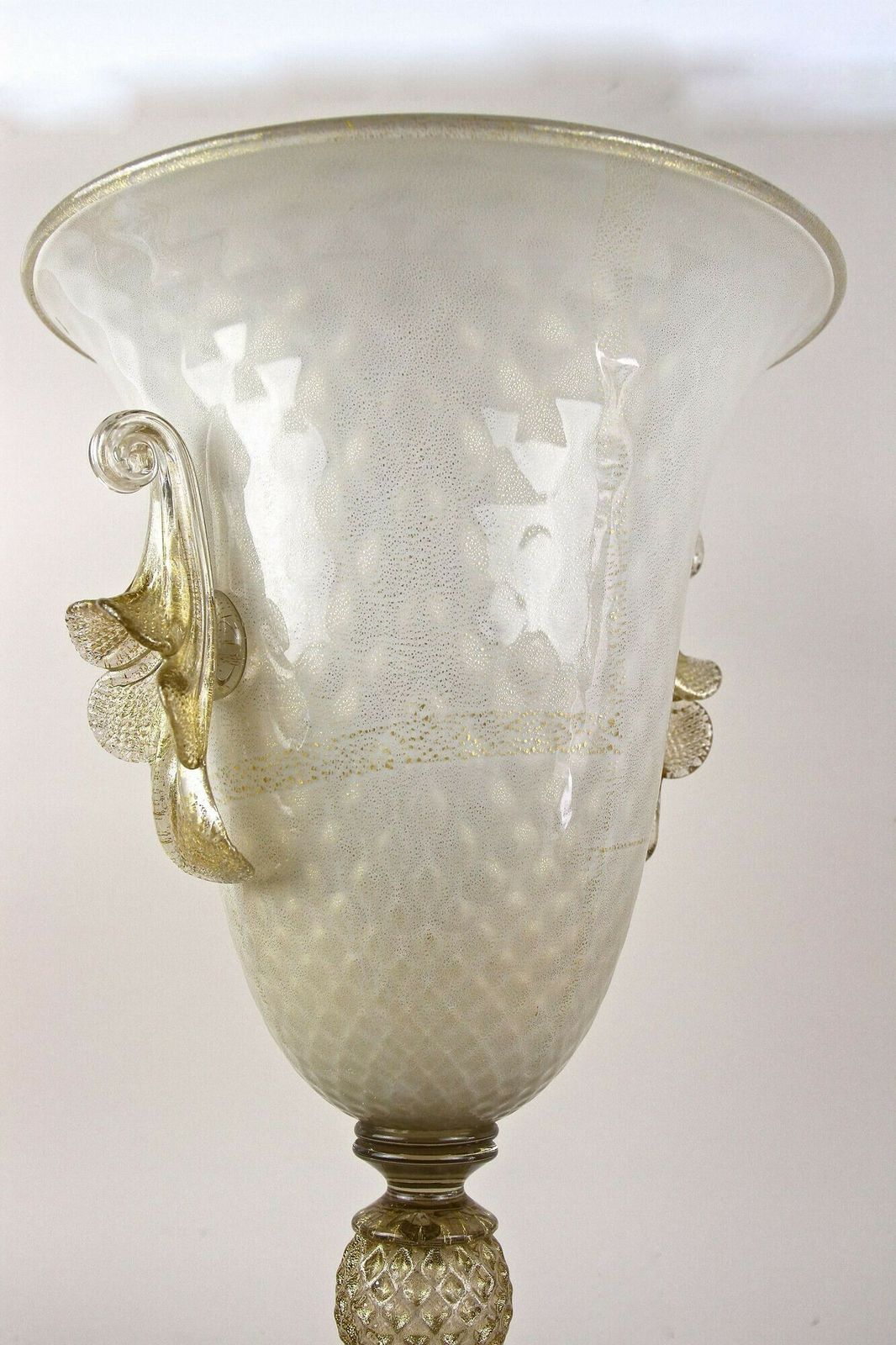 Home Decor Beige/ Golden Murano Glass Urn Vase With 24 K Gold Flakes By Gabbiani, Italy photo