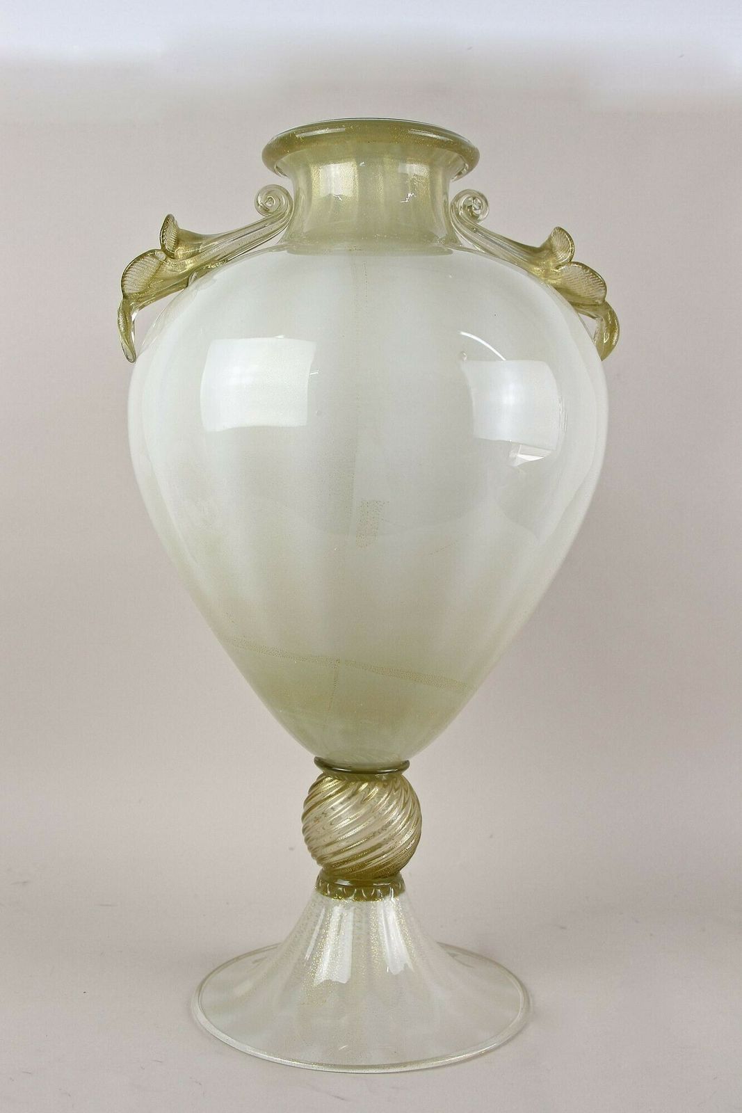 21th Century Golden/ Beige Murano Amphora Vase By Gabbiani Venezia, Italy photo vintage