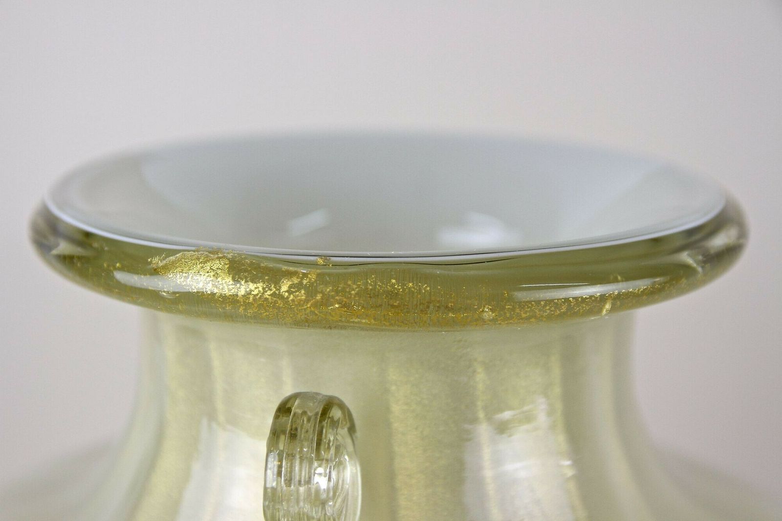 Home Decor 21th Century Golden/ Beige Murano Amphora Vase By Gabbiani Venezia, Italy photo