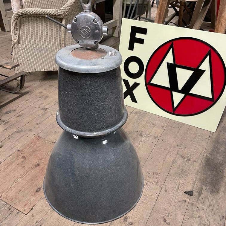 Set Of Two Czech Factory Industry Ceiling Light