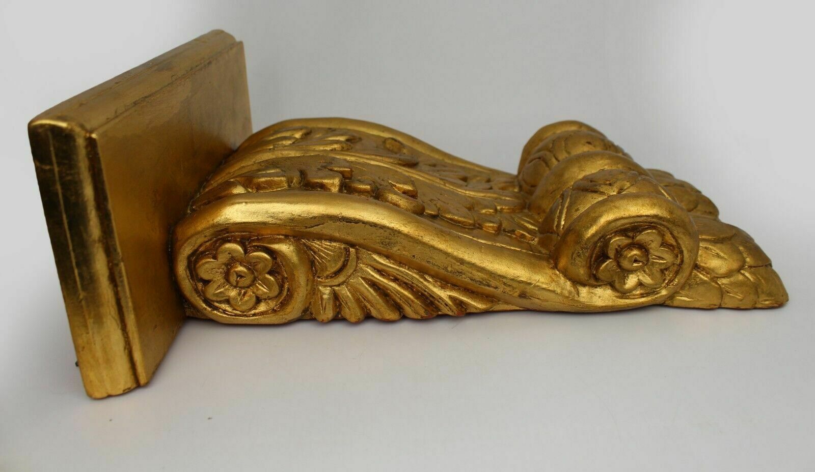 Pair Of Vintage Carved Giltwood Wall Brackets Corbels photo vinterior