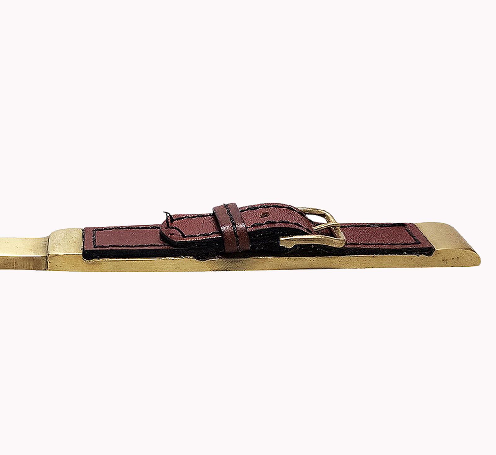 Mid 20h Century Golden Brass And Leather Letter Opener/Knife By The Luxury Design House Hermès Paris, France photo furniture