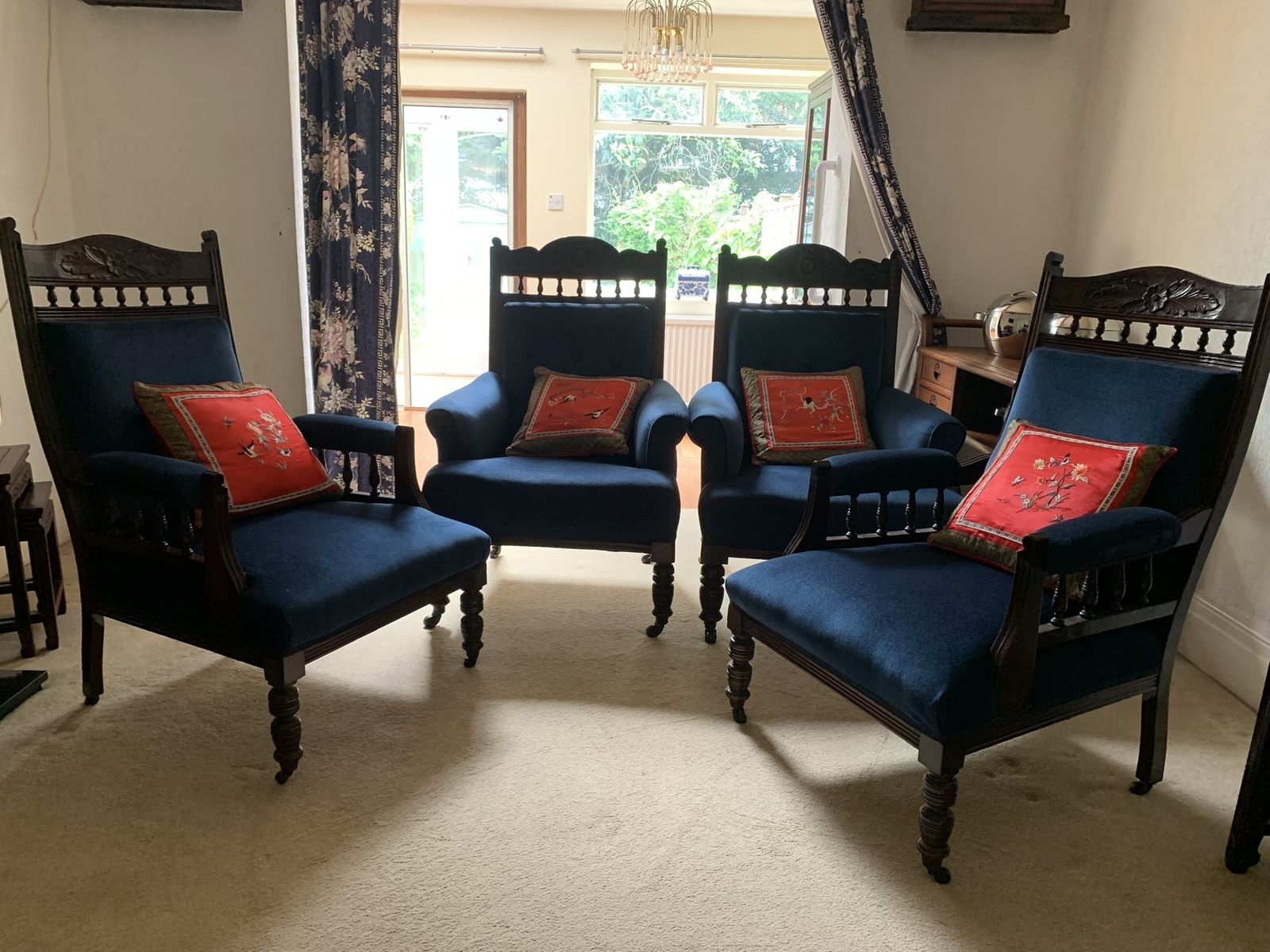 Vintage Chairs In Excellent Condition   Velvet Blue