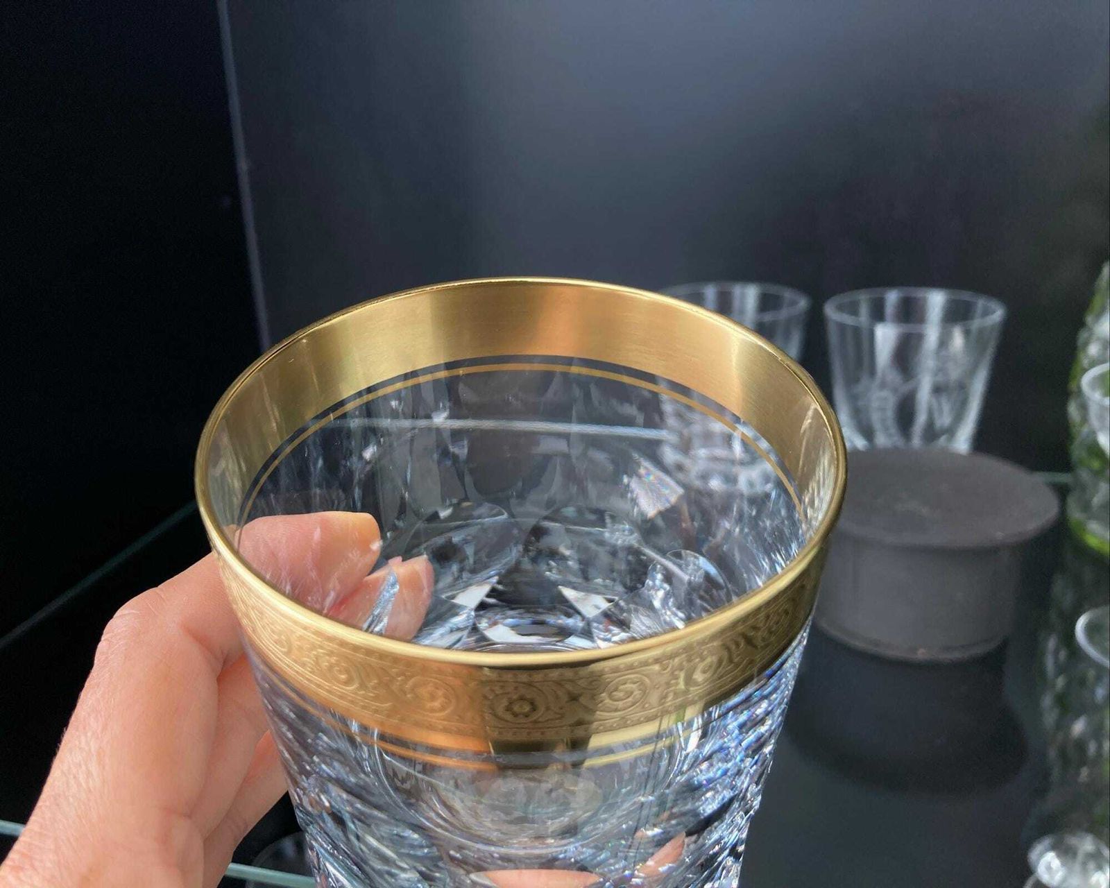 Crystal Whiskey Glasses Gold | 2pcs | Theresienthal Bernadotte photo for sale