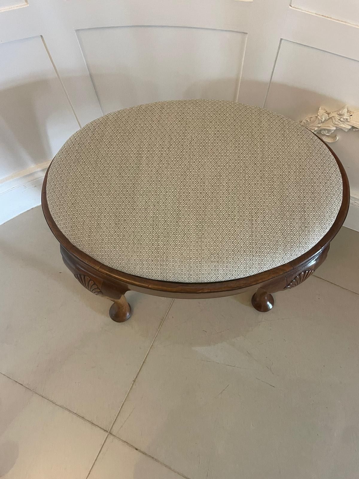 Antique Quality Early 20th Century Walnut Oval Stool photo for sale