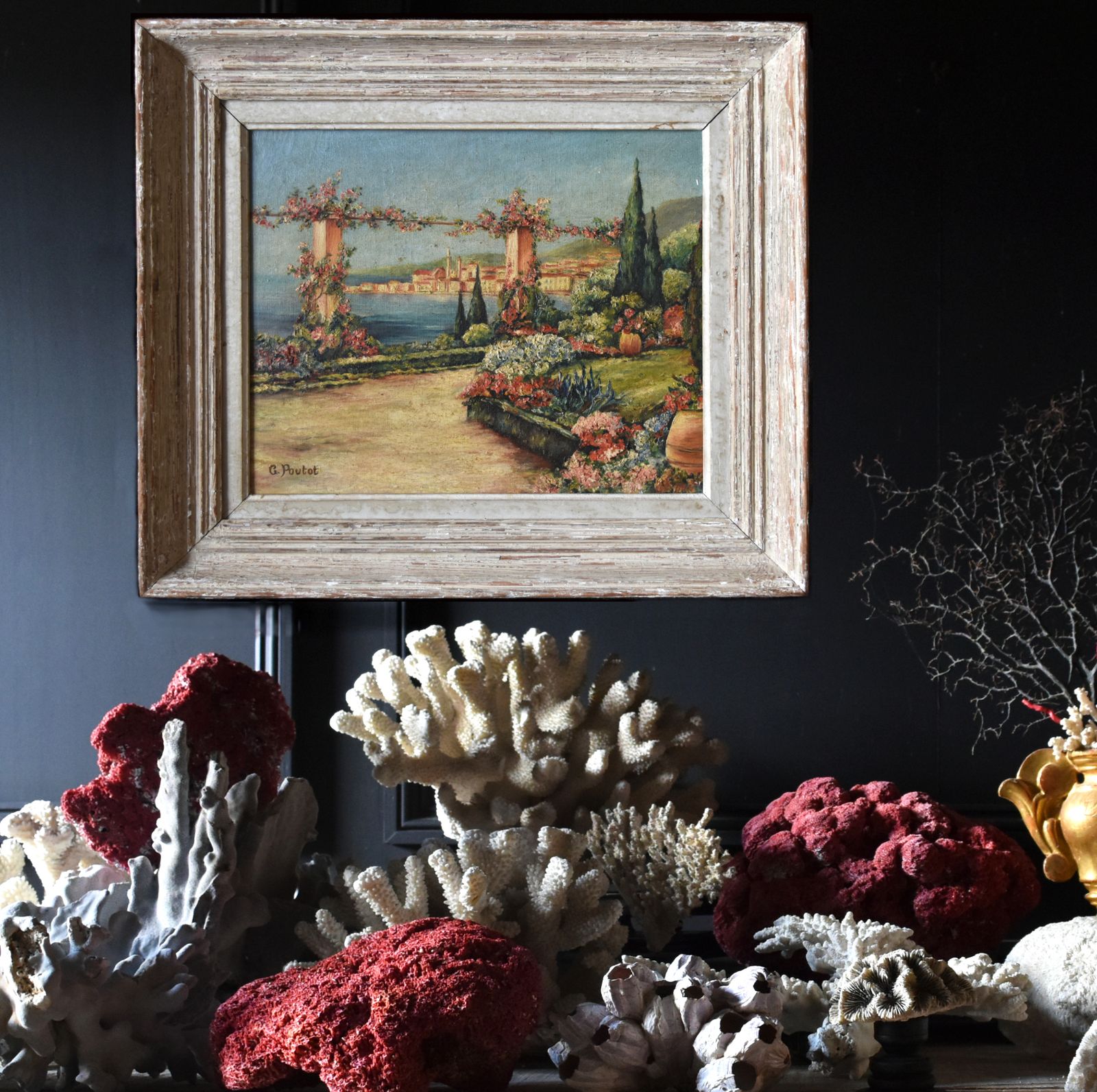 Pretty French Landscape Of A Mediterranean Scene. Circa 1920 photo for sale