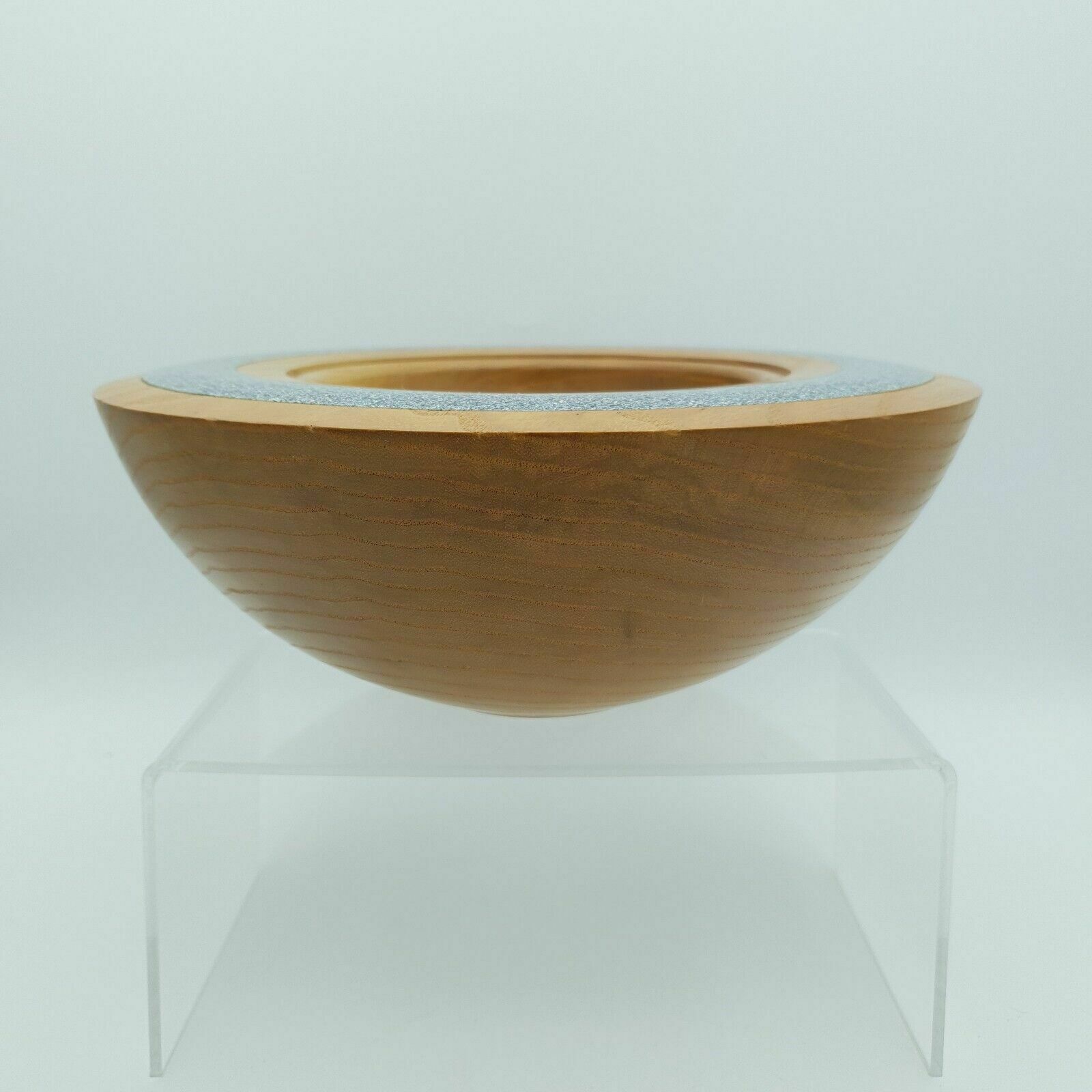 Chunky Ash Wood Bowl With Resin Insert Unique Handmade Trinket Bowl 22cm 1.1kg photo vinterior