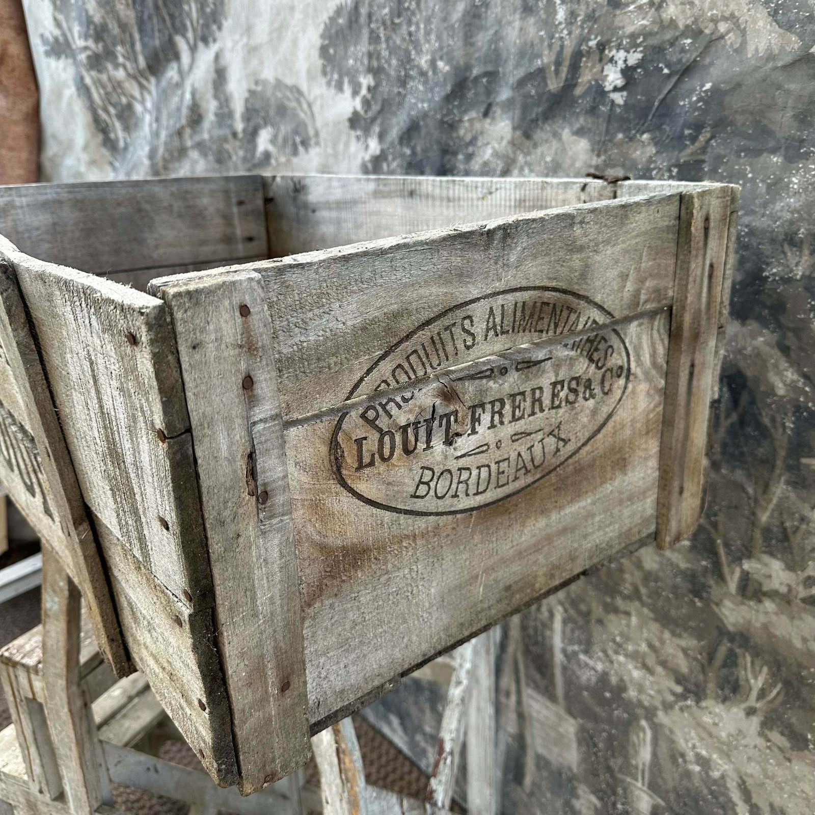 Rare “Louit Freres & Co   Bordeaux” Chocolat Louit Wooden Crate   French Antique photo vintage