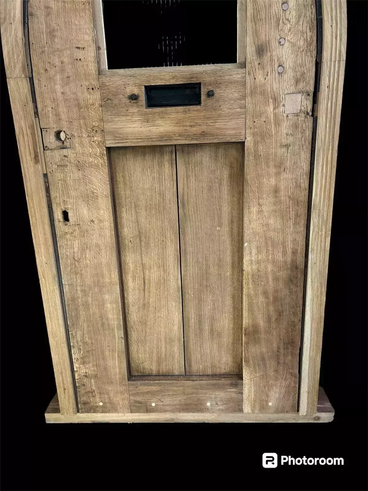 3481.0 Solid Oak Front Door Frame Antique Old Period Reclaimed Tudor Arched Iron Glazed photo