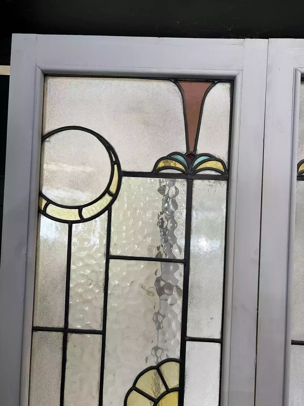 Art Deco Stained Glass Doors Antique Period Reclaimed Old French Lead Double Set photo buy