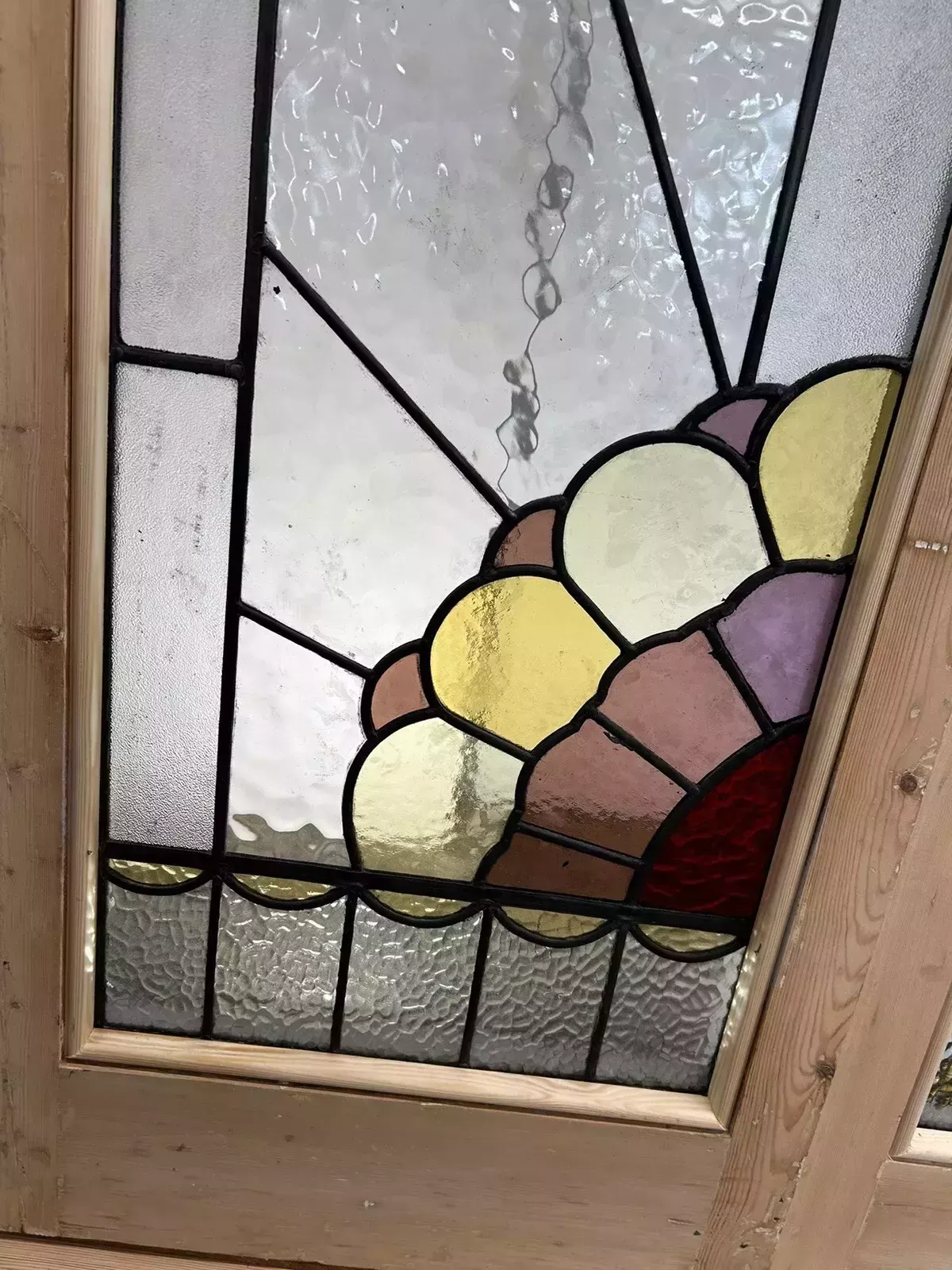 photo vinterior Art Deco Stained Glass Doors Antique Period Reclaimed Old French Lead Double Set
