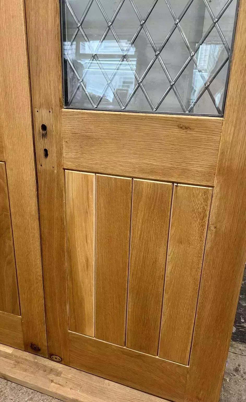 Home Fixtures Solid Oak French Door Set Double Glazed 2 Antique Leaded Period Reclaimed Wood photo