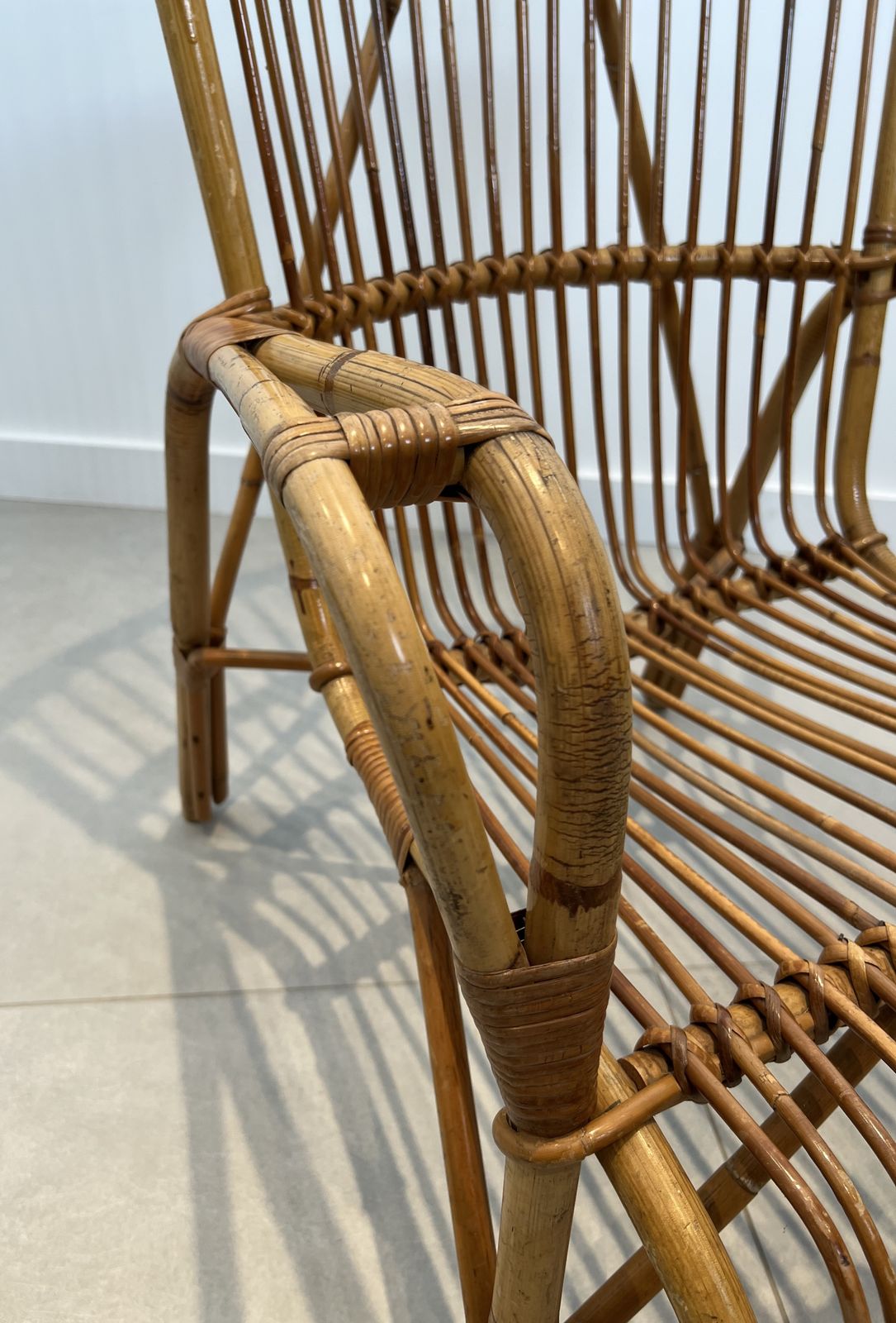 Pair Of High Designer Rattan Armchairs photo vintage