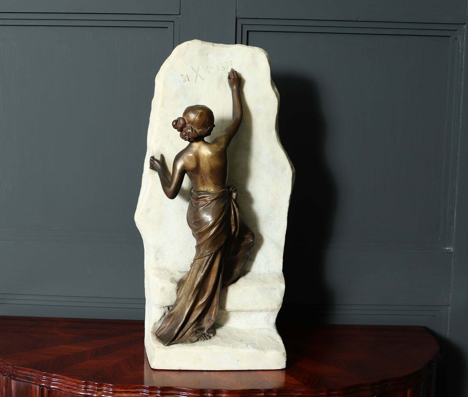 Art Nouveau Bronze Woman Writing By Julien Causse photo vinterior