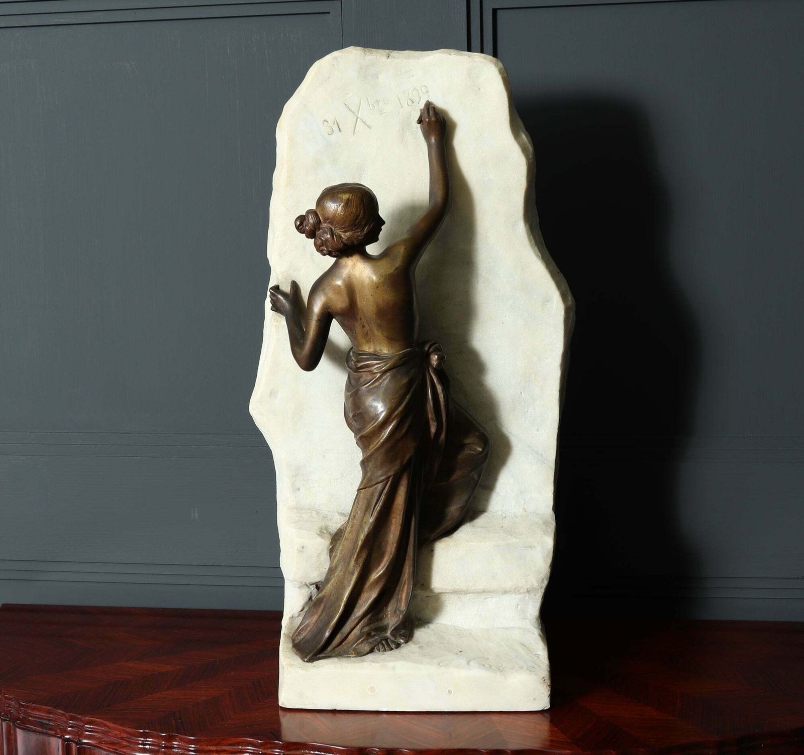 photo furniture Art Nouveau Bronze Woman Writing By Julien Causse
