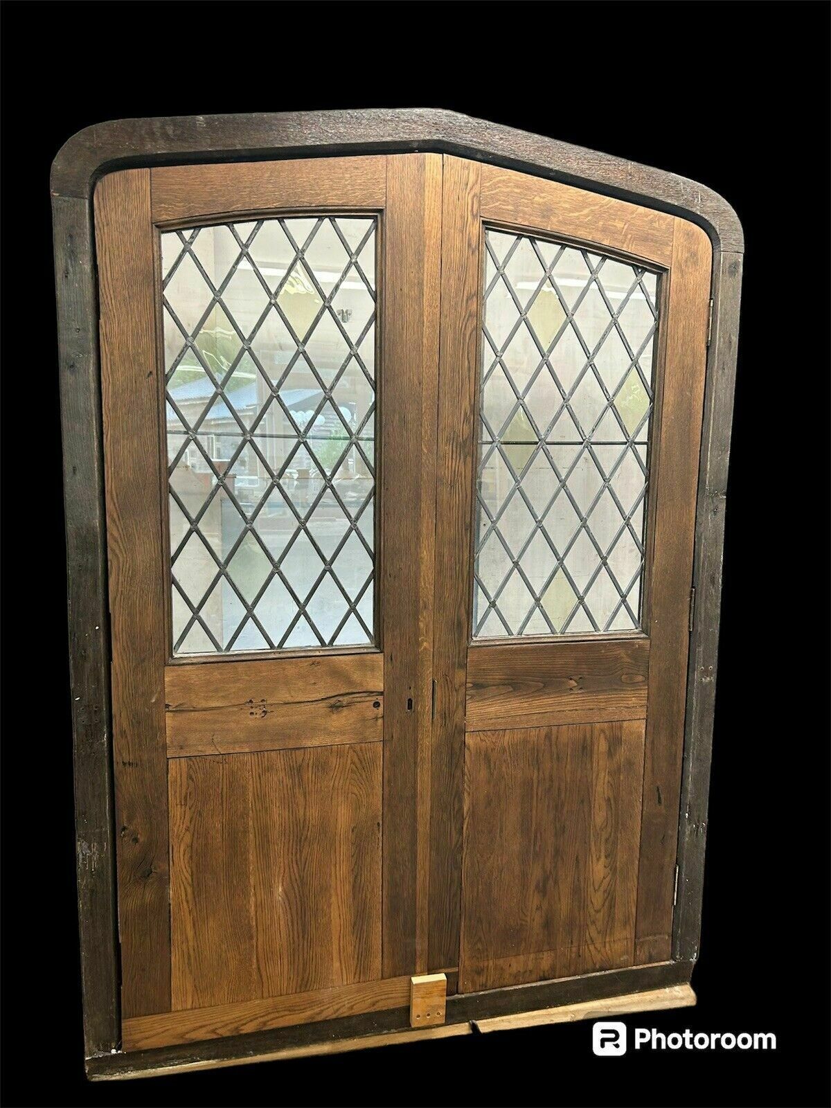 photo for sale Arched Solid Oak Doors Frame Reclaimed Period Double French Antique Set Leaded