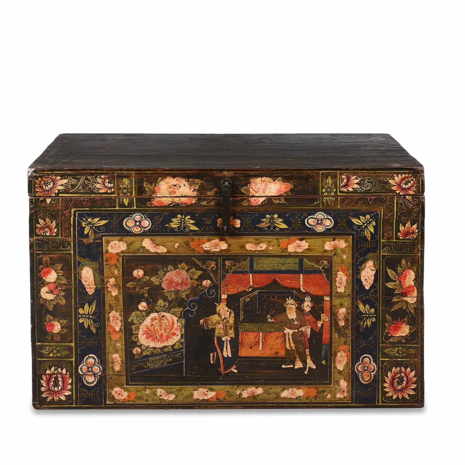Antique Chinese Painted Opera Chest   19th Century