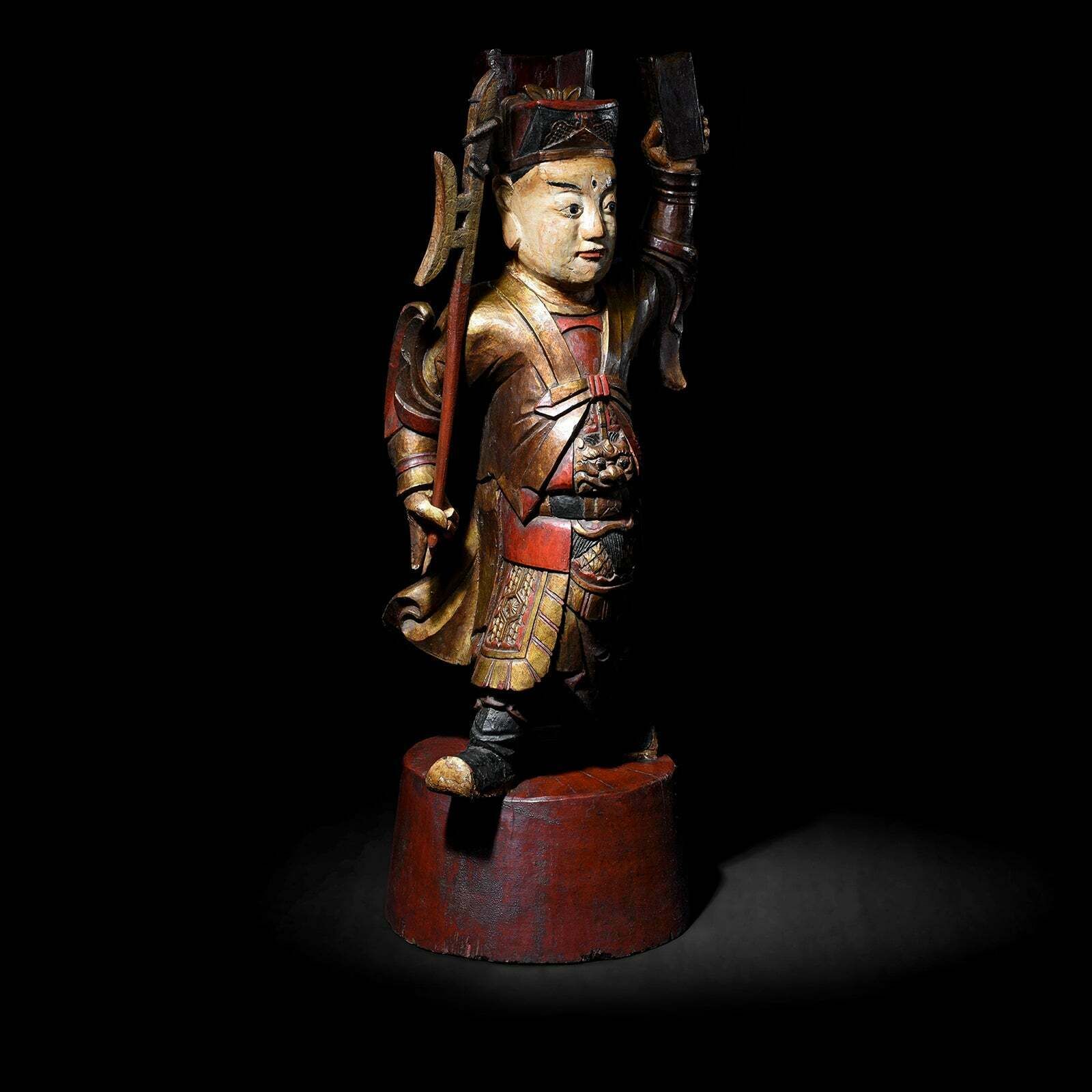 Antique Chinese Erlang Shen Taoist Statue   19th Century photo furniture