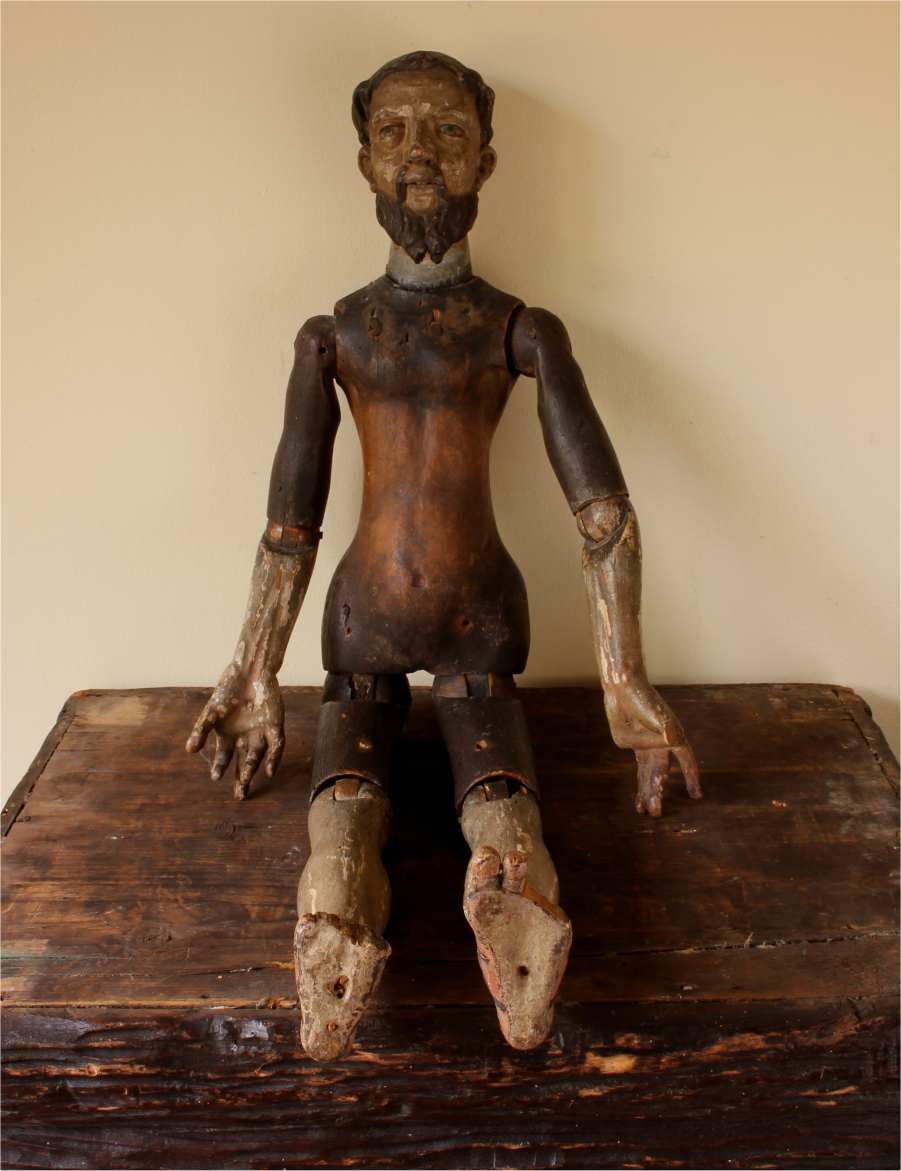 photo for sale Mannequin Lay Figure. Wooden Articulated Jesus Christ Santos Doll. 18th Century.